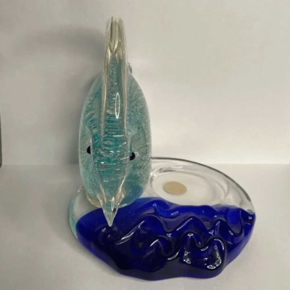VTG‎ PartyLite Art Glass Sparkly Tropical Fish Tea Light Candle Holder 4